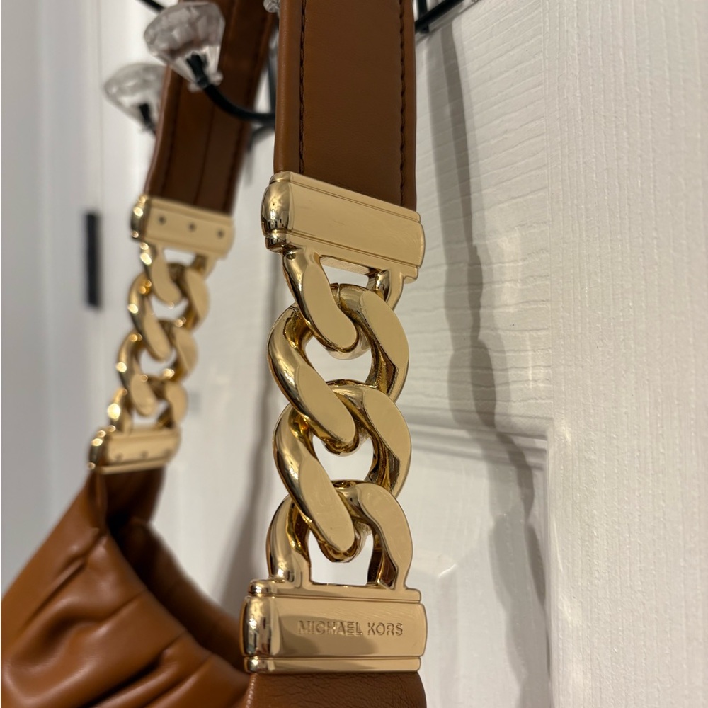 Michael Kors Brown Leather Bag with Gold Chain